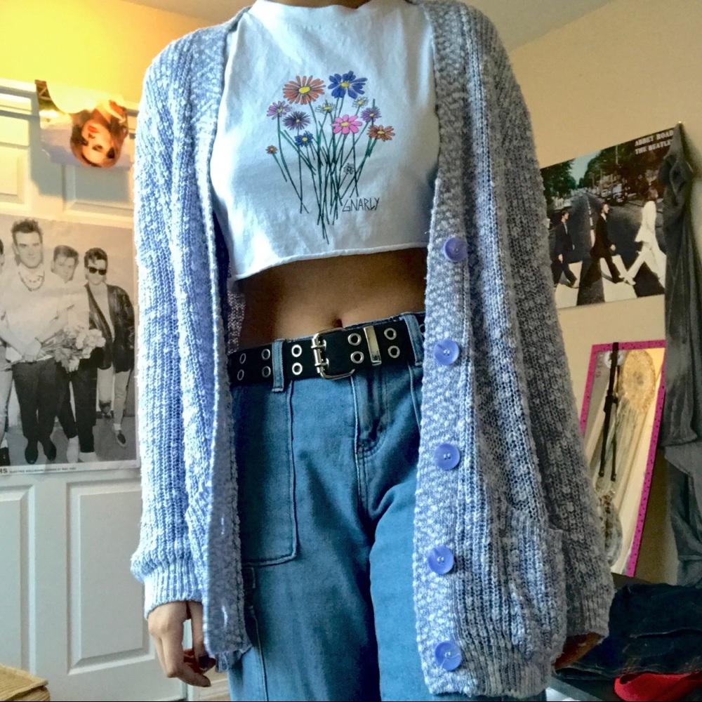 lavender cardigan